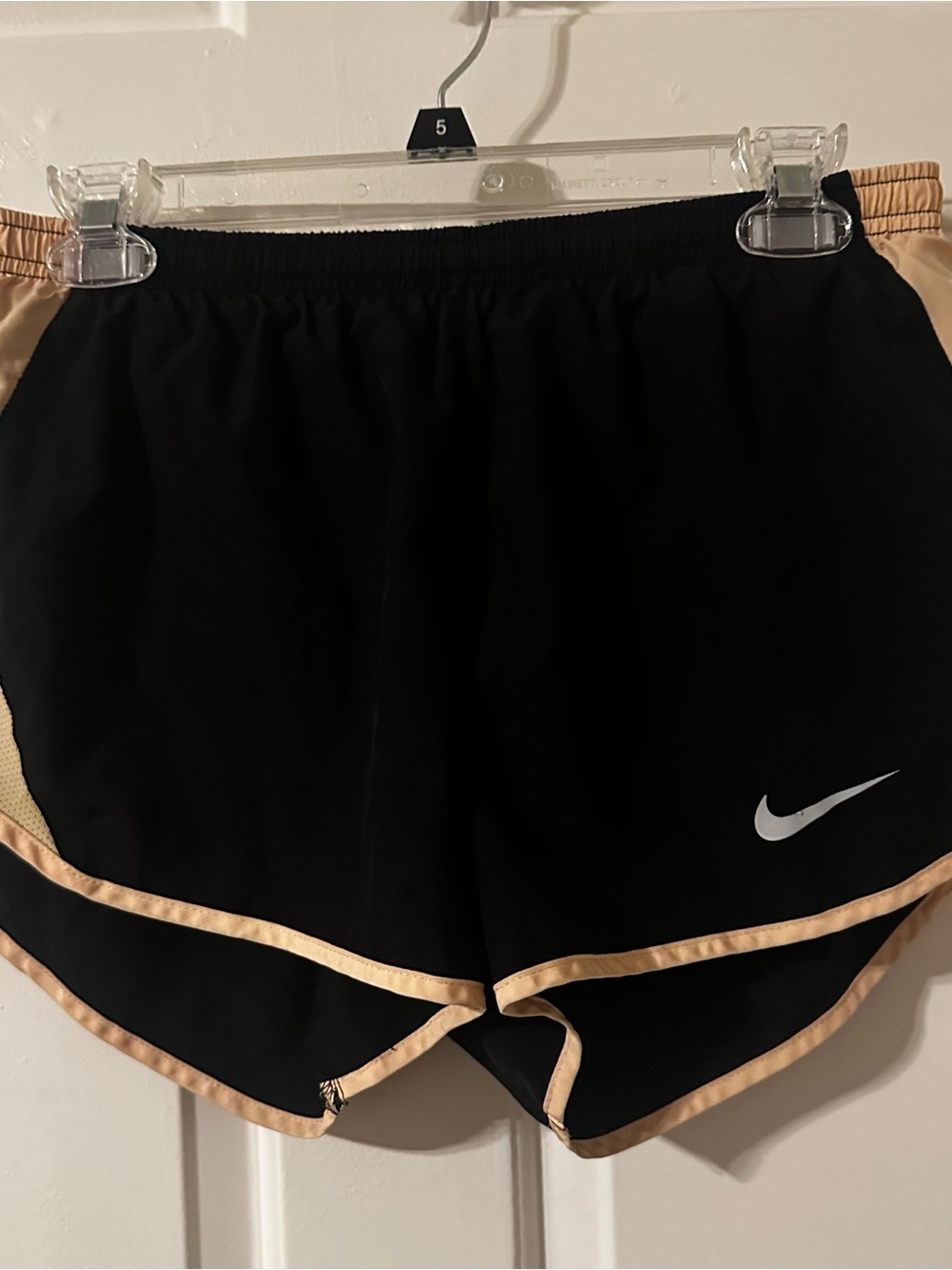 Nike Women’s Black Athletic Shorts with Tan Trim